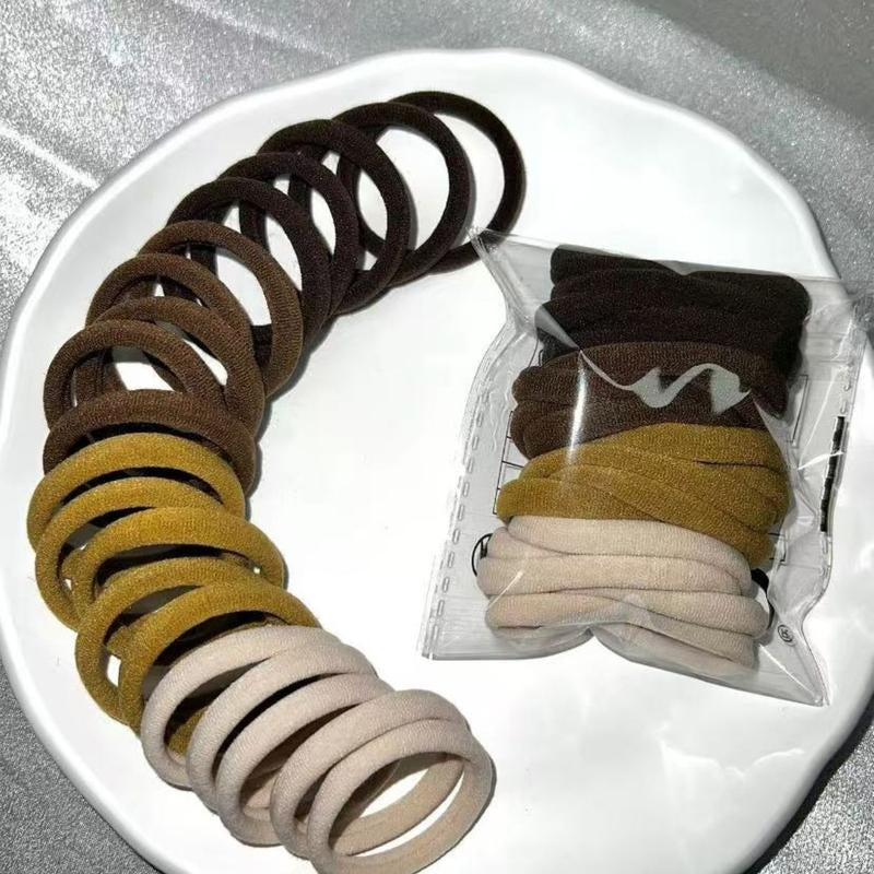 Noiré 20-Piece Essential Hair Tie Set: Seamless Minimalist Elastics for Thick Hair