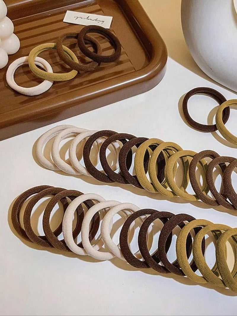 Noiré 20-Piece Essential Hair Tie Set: Seamless Minimalist Elastics for Thick Hair